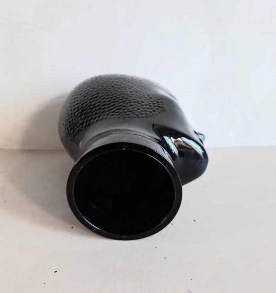 Image 1 of Zwart glazen design hoofd naar ontwerp van Piero Fornasetti 1970.