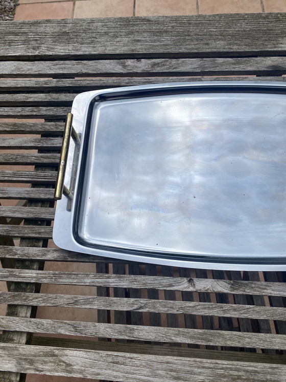 Image 1 of Vassoio da portata in acciaio inox/rame, metà secolo