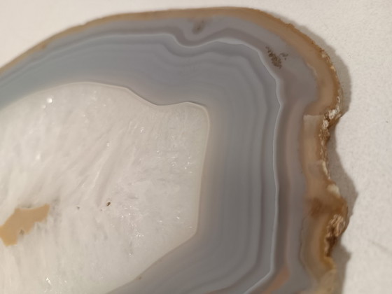 Image 1 of Large agate disc with transparent crystallization
