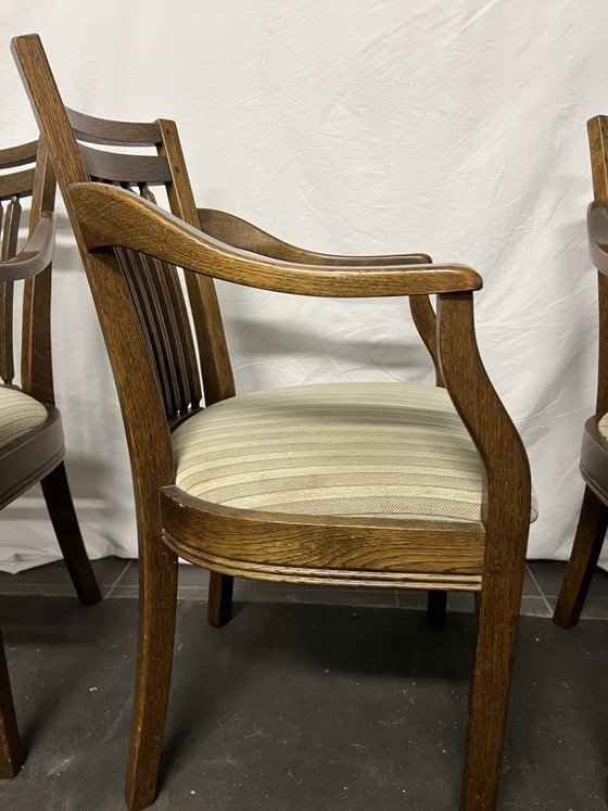 4 chaises de salle à manger Art Nouveau en chêne Bannink – Textile, Wood (photo 3 of 7)