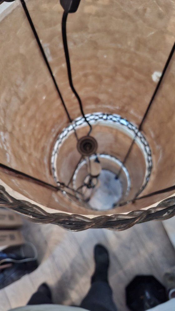 Image 1 of Lampadaire Ellipse vintage avec motif en nacre
