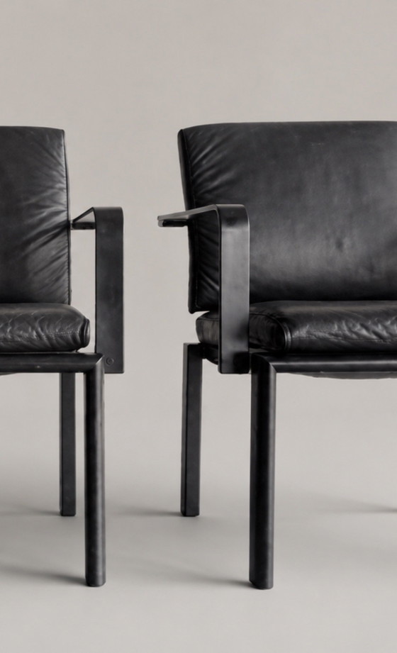6 Vintage Quadro fauteuils — Bruno Rey & Charles Polin voor Dietiker, Zwitserland, 1989 – Eetkamerstoelen (photo 2 of 15)