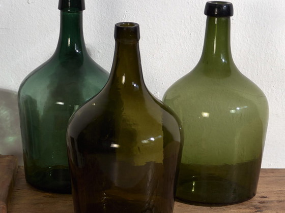Damigiane verdi antiche (c.1920). Set di 3 pezzi #23 – Bicchieri e caraffe, Glass (photo 2 of 10)