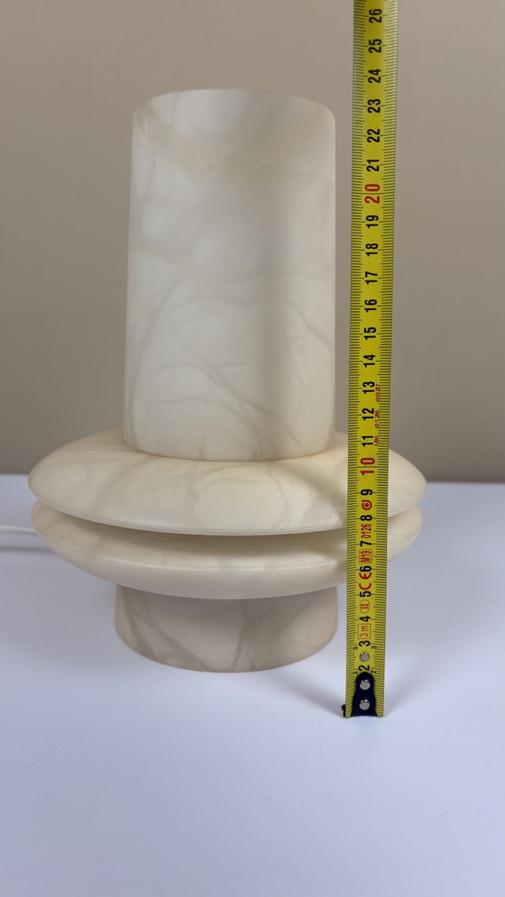 Image 1 of Vintage Alabaster table / night lamp beige cream tones veining