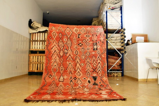 Abstract Red Moroccan Vintage Boujaad Rug – 290 x 166 cm