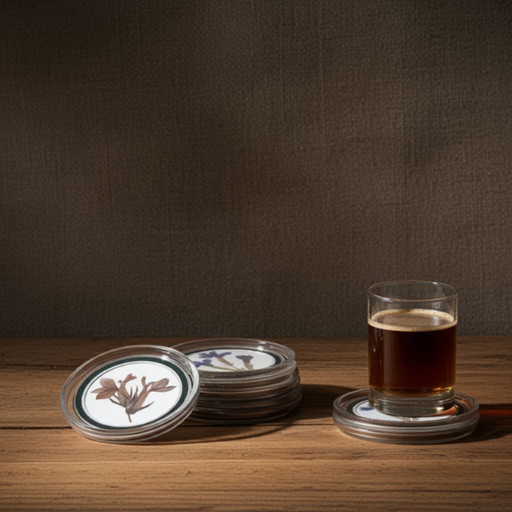 Dessous de verre vintage avec de véritables fleurs séchées – Lot de 4