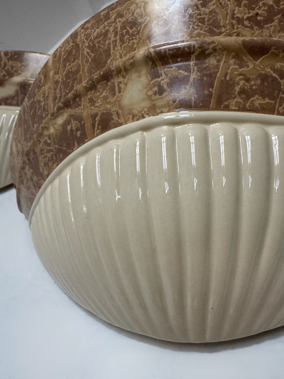 Half-shell Wall lights by Schuytener, 80s, Ceramic, Creme (photo 4 of 11)
