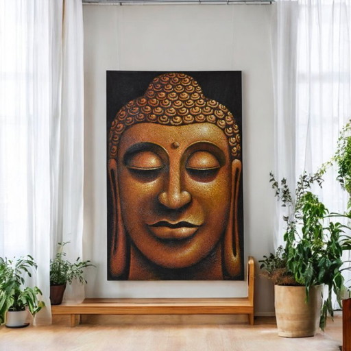 Large Textured Buddha Painting 2 Meters Tall
