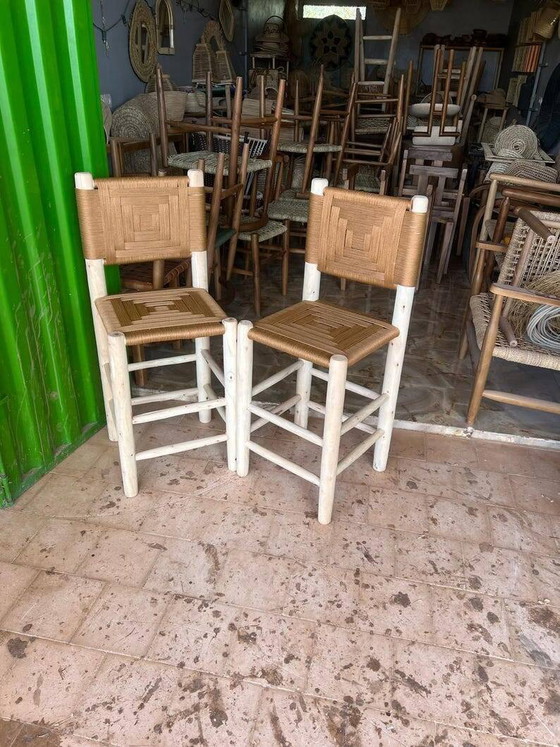 2 taburetes artesanales hechos a mano 100cmx30cmx30cm – Taburetes de bar, Cuero, Madera, Bohemian (photo 4 of 7)