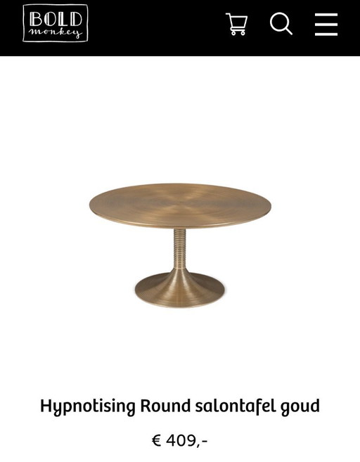 Bold monkey hypnosing round golden coffee table