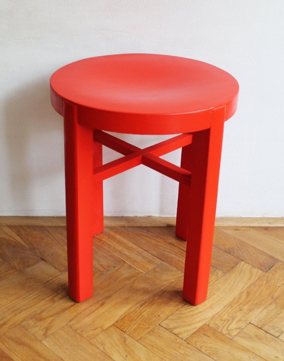 Image 1 of 1930's Modernist Red Stool