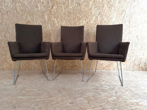 3 sedie da pranzo Van Den Berg Donna, colore marrone/arancione – Label Van den Berg, eetkamerstoelen, Chrome (photo 2 of 8)