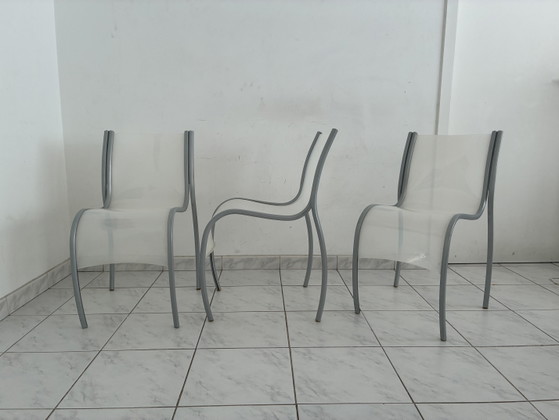 3x Vintage FPE Chair Ron Arad Kartell Italy Set Price – Dining chairs, Plastic, Aluminium (photo 2 of 15)