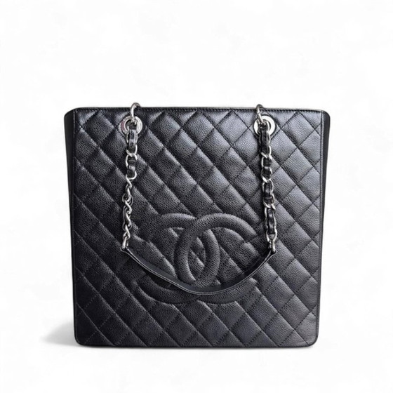 Image 1 of Chanel PST Petite Shopping Tote XL - Extra Large Caviar Grained Calfskin Black Silver Hardware Series 16