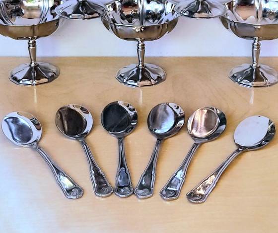 Image 1 of Ciotole e cucchiai per gelato/dessert in acciaio inossidabile