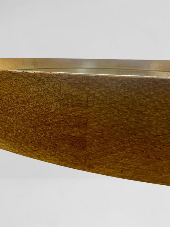 Specchio da parete Mid-Century anni '50 – Specchio rotondo in legno con vetro a specchio incassato, diametro (photo 5 of 5)
