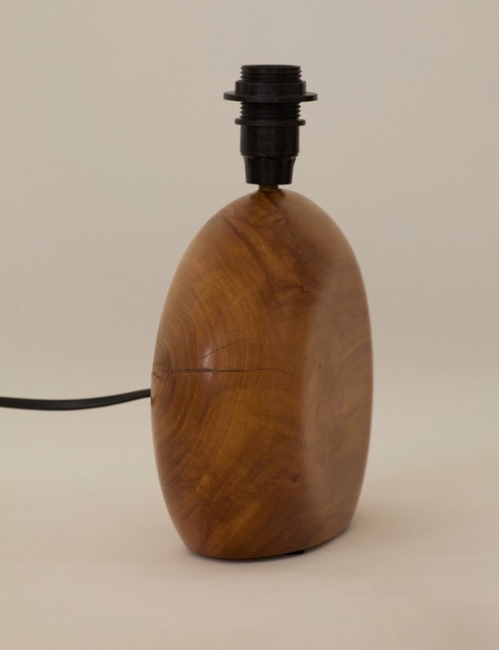 Image 1 of Pied de lampe artisanal en bois massif (Olivier) vintage Circa 1970