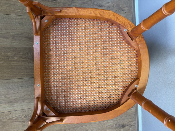 Image 1 of 4 vintage Giorgetti webbing faux bamboo dining chairs