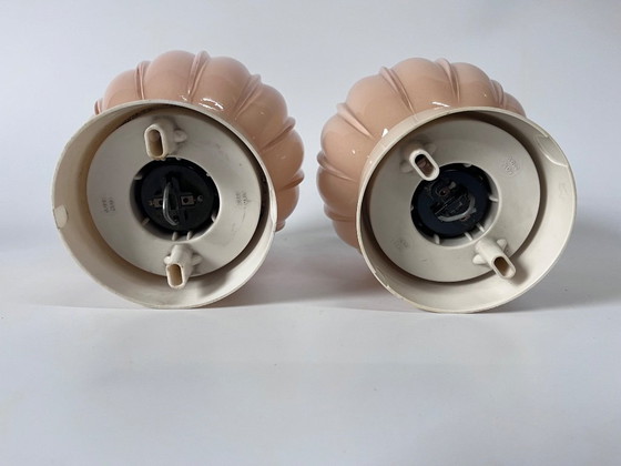 Image 1 of 2x Roze Thabur Plafondlamp Parel Crème Bakelieten Houder