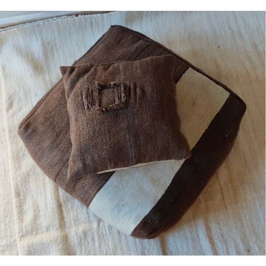 Image 1 of Kelim pouf set, Berber seat cushion with 1 decorative cushion