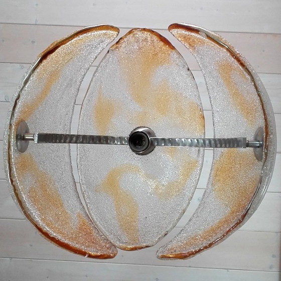 Image 1 of Rara lampada a sospensione in vetro soffiato a mano e cromo di Murano degli anni '60.