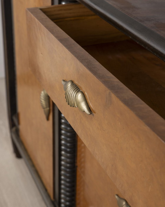 Image 1 of Credenza vintage anni '40 in legno e vetro, design Art Deco italiano