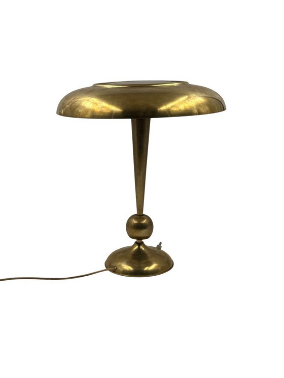 Image 1 of Oscar Torlasco, model 143 messing tafel-/bureaulamp, Prod. Lumi, Italië jaren 50