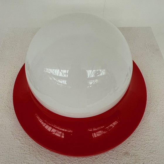 Image 1 of Ceiling/wall lamp round red 60s/70s