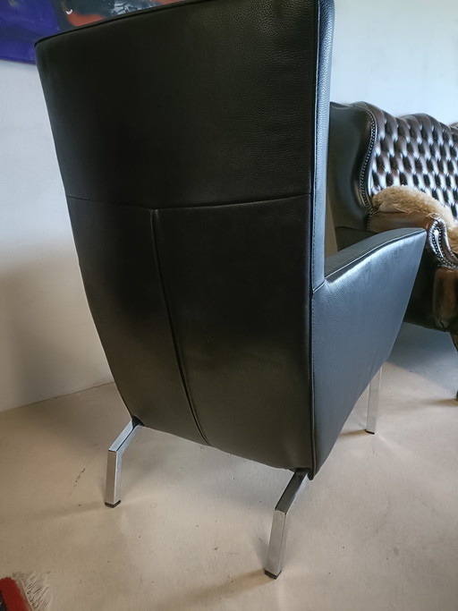 Zwart lederen fauteuil 