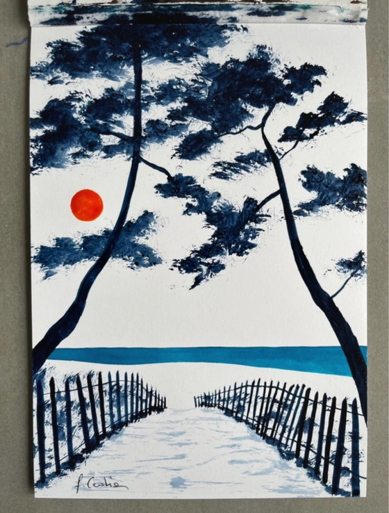 Image 1 of Set of 3 sketches by F Cadiou, 21x15cm.