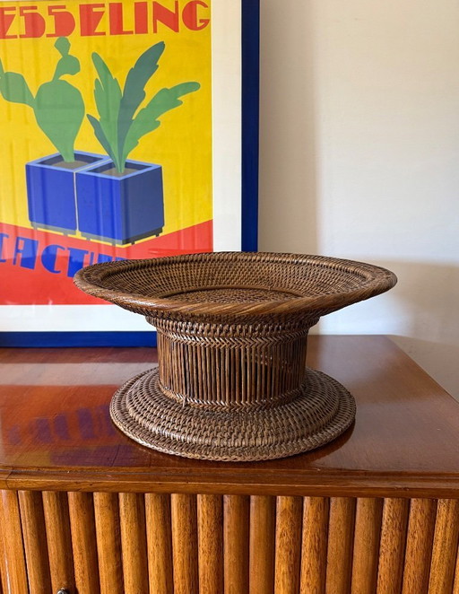 Mid-century modern wicker centerpiece / bowl, Italy 1960