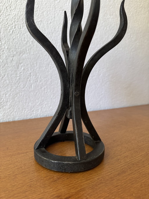 60's Brutalist wrought iron candlestick