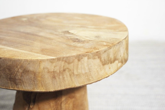 Taburete de Raíz de Teca, Mesa Auxiliar Escultórica de Madera Natural, Soporte Rústico Orgánico Wabi Sabi de (foto 16 de 16)