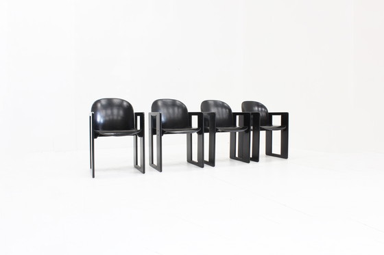 Image 1 of Chaises de salle à manger Dialogo en cuir noir par Afra et Tobia Scarpa pour B&B Italia