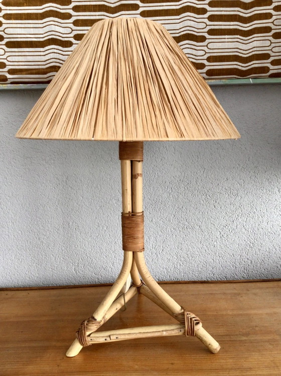 Grande lampada da tavolo vintage in bambù di metà secolo – Lampade da tavolo, Rattan, Bamboo (photo 5 of 8)