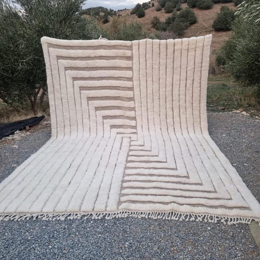 Grande tappeto berbero fatto a mano in lana naturale, 300/400 cm