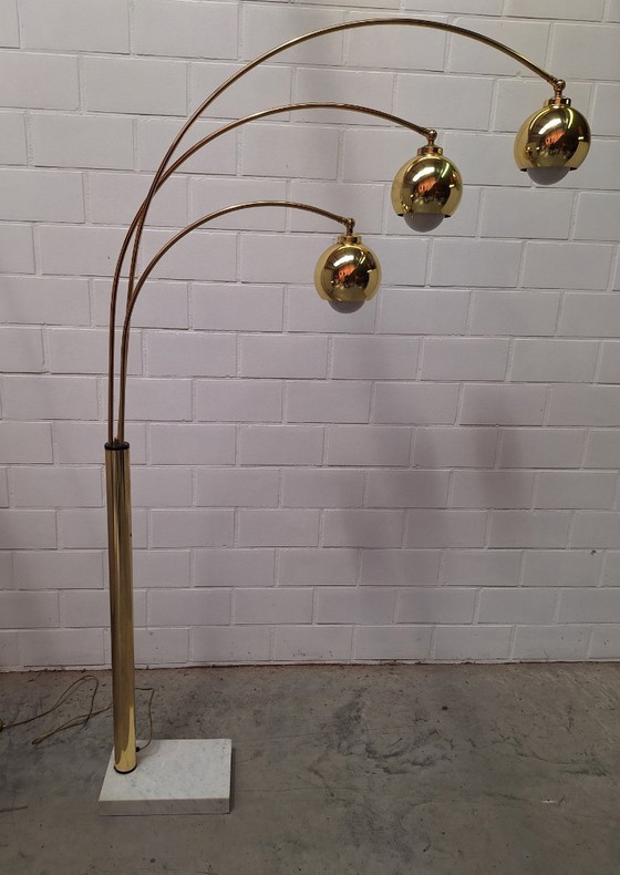 Image 1 of Booglamp vintage 3 armen goudkleur.