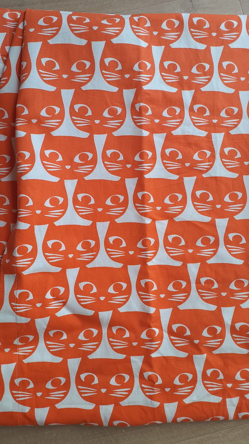 Two cool vintage retro orange designer curtains