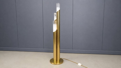 Vintage vloerlamp van messing en Murano-glas, Italië, jaren 70.