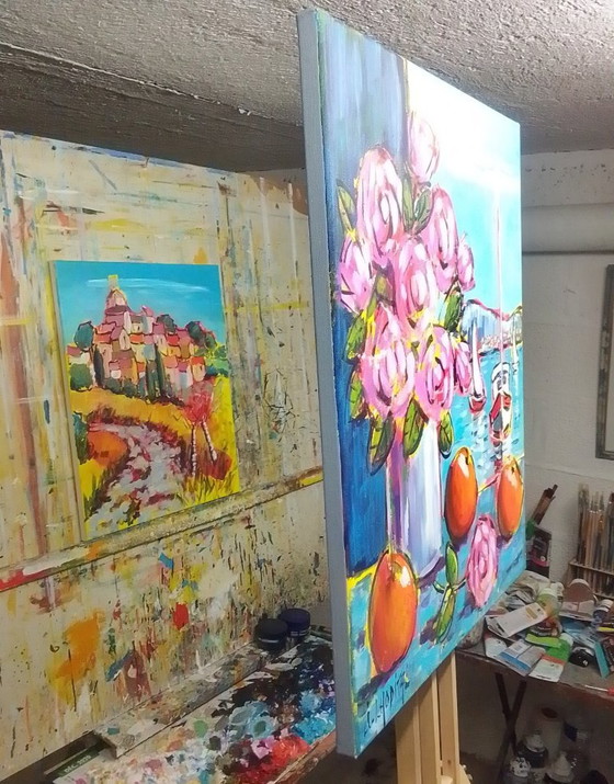 Joel LHOPITAL - Bouquet at the Window - Artist's Painting – Paintings & Drawings, Canvas (photo 6 of 11)