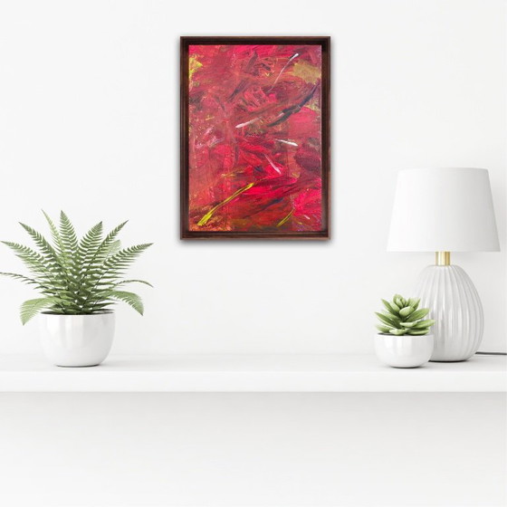 Image 1 of Abstract acrylic artist painting on canvas frame 46x33cm.