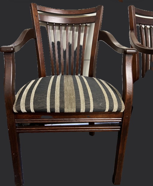 6 kersenhouten Bannink jugendstil eetkamer armstoelen