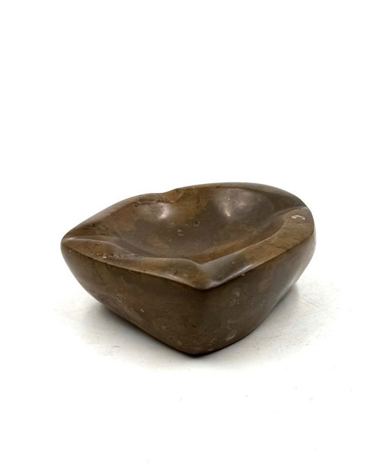 Image 1 of Luxury fossil brown marble ashtray bowl, France 1970s