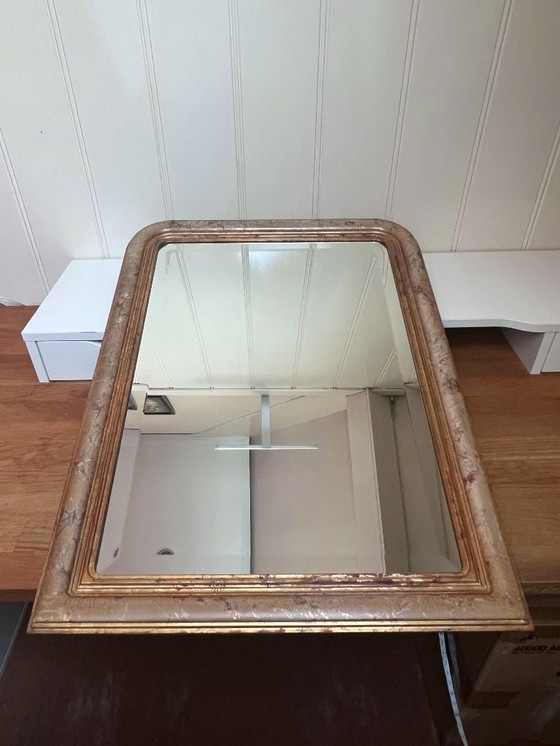 Image 1 of Houten regency facet spiegel met marmer patroon 