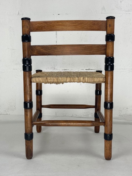 Image 1 of Art Deco Amsterdam School Dutch Rush Chair By Jac. Levee, 1930S