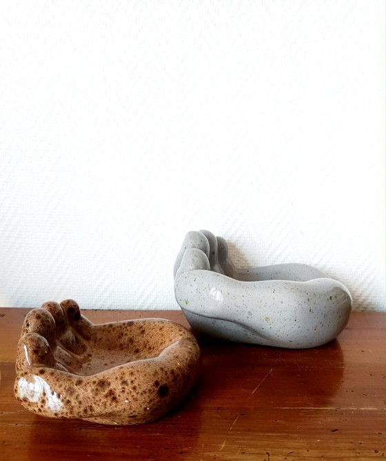 Image 1 of 2x ceramic hand trinket trays, 1980s