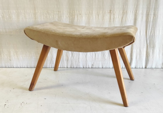 Image 1 of Taburete modernista de madera maciza - años 50/60