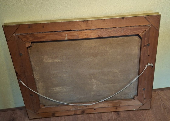 Image 1 of Pintura al óleo de veleros en aguas turbulentas