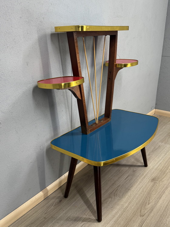 Image 1 of Vintage Formica Mid-Century Plantentafel met Space Age vibes