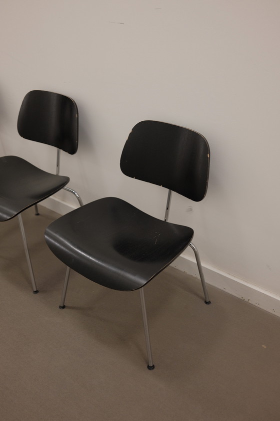 Image 1 of 4x Eames DCM Dining Stoelen Vitra Eetkamerstoelen